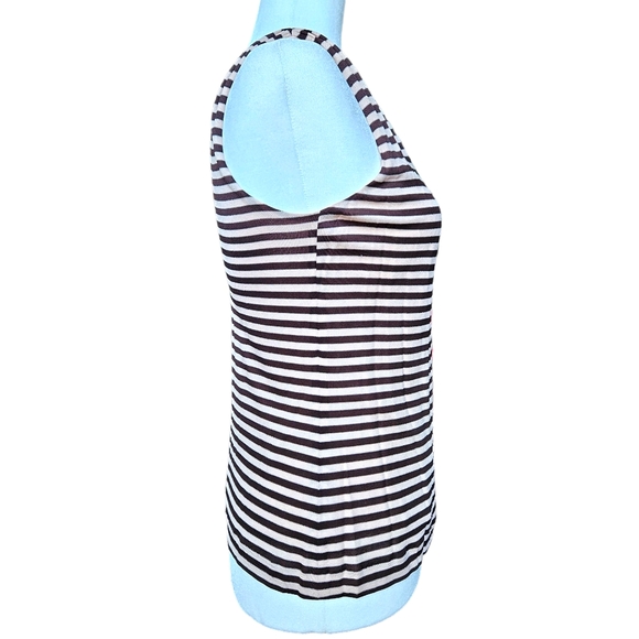 Lida Baday brown and blush striped tank top V-neck and back lined size M - Picture 3 of 9